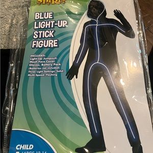 Halloween Costume, Blue light-up stick figure, Child 12-14, Large
